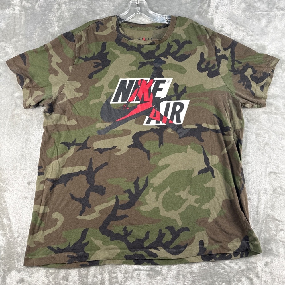 Jordan T-Shirt Mens XL Standard Fit Green Camo Nike Air Jumpman EUC